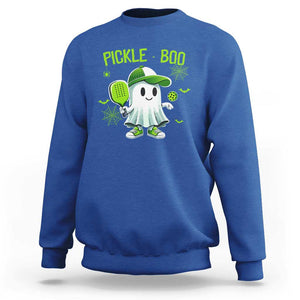 Halloween Pickleball Sweatshirt Pickle Boo Cute Ghost TS09 Royal Blue Print Your Wear