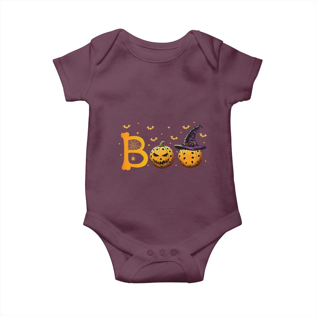 Halloween Pickleball Baby Onesie Boo Pickle Ball Witch Pumpkin TS09 Maroon Print Your Wear