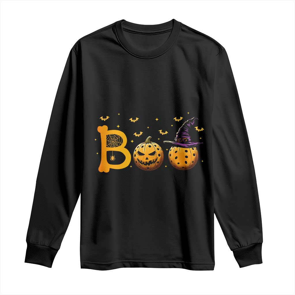 Halloween Pickleball Long Sleeve Shirt Boo Pickle Ball Witch Pumpkin TS09 Black Print Your Wear