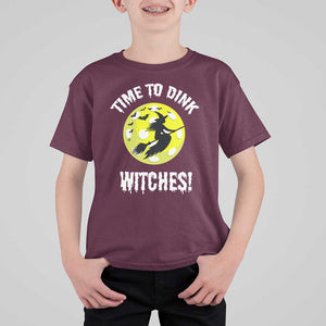 Halloween Pickleball T Shirt For Kid Time To Dink Witches TS09 Maroon Print Your Wear