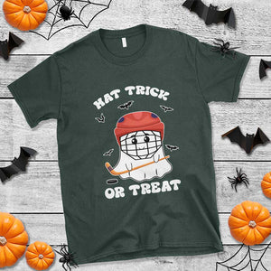 Halloween Hockey T Shirt Hat Trick Or Treat Ghost Player TS09 Dark Forest Green Print Your Wear