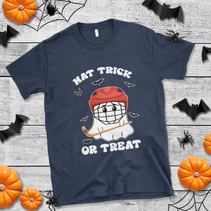 Halloween Hockey T Shirt Hat Trick Or Treat Ghost Player TS09 Navy Print Your Wear