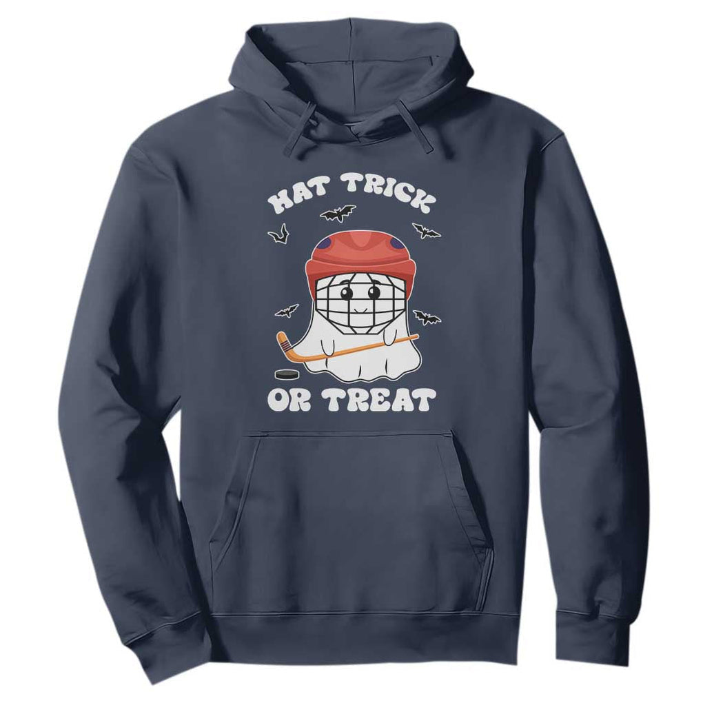 Halloween Hockey Hoodie Hat Trick Or Treat Ghost Player TS09 Navy Print Your Wear