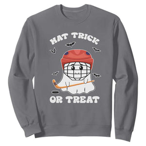 Halloween Hockey Sweatshirt Hat Trick Or Treat Ghost Player TS09 Charcoal Print Your Wear