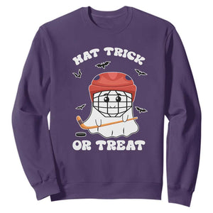 Halloween Hockey Sweatshirt Hat Trick Or Treat Ghost Player TS09 Purple Print Your Wear