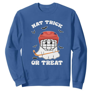 Halloween Hockey Sweatshirt Hat Trick Or Treat Ghost Player TS09 Royal Blue Print Your Wear