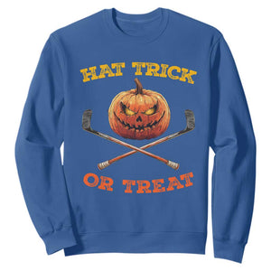 Halloween Hockey Sweatshirt Hat Trick Or Treat Pumpkin Player TS09 Royal Blue Print Your Wear