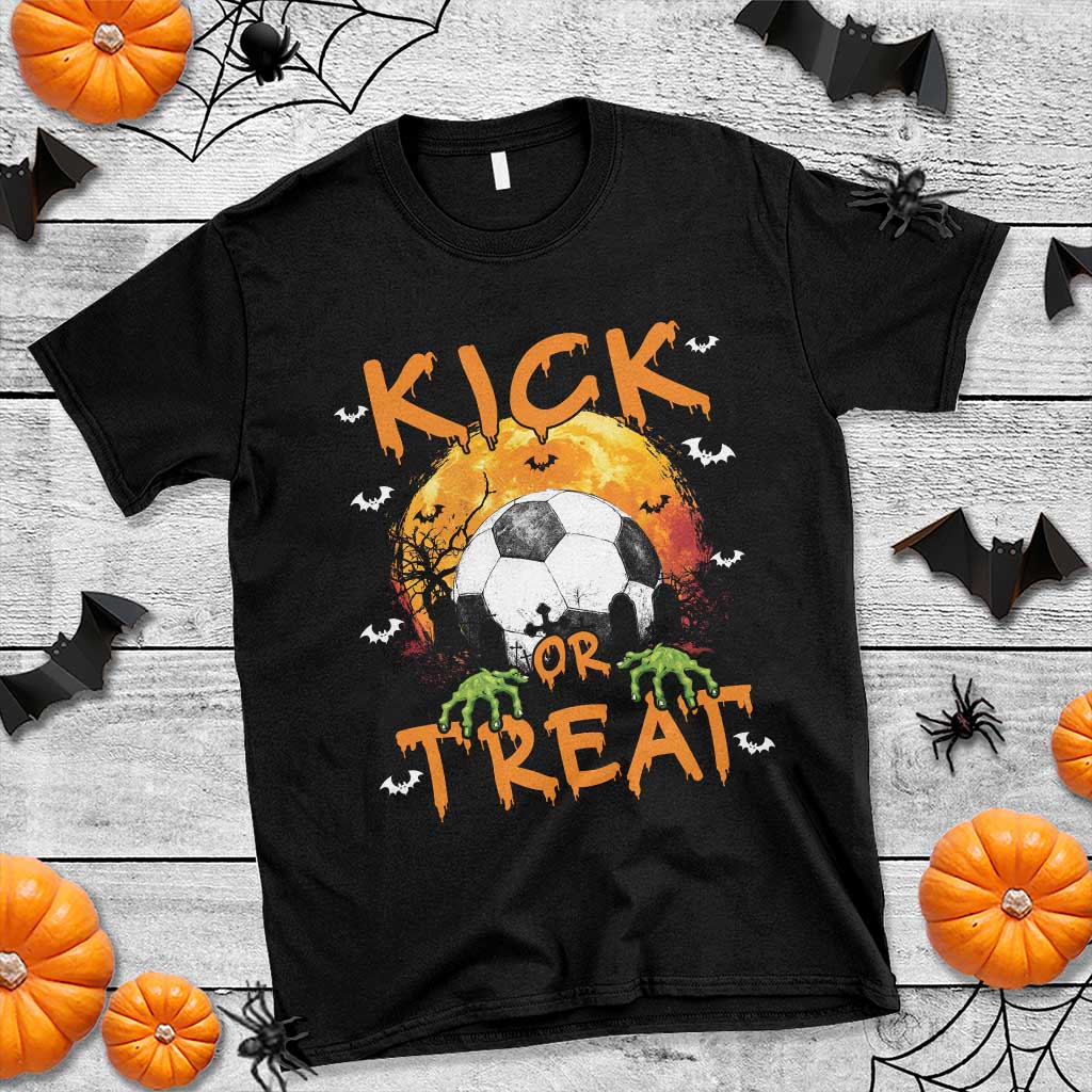 Halloween Soccer T Shirt Kick Or Treat Spooky Season TS09 Black Print Your Wear