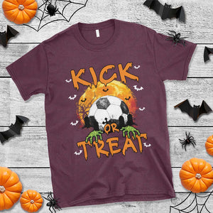 Halloween Soccer T Shirt Kick Or Treat Spooky Season TS09 Maroon Print Your Wear