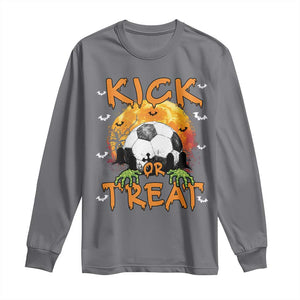 Halloween Soccer Long Sleeve Shirt Kick Or Treat Spooky Season TS09 Charcoal Print Your Wear