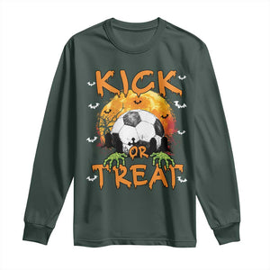 Halloween Soccer Long Sleeve Shirt Kick Or Treat Spooky Season TS09 Dark Forest Green Print Your Wear