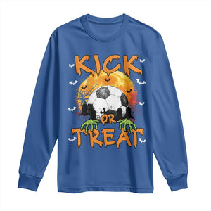 Halloween Soccer Long Sleeve Shirt Kick Or Treat Spooky Season TS09 Royal Blue Print Your Wear