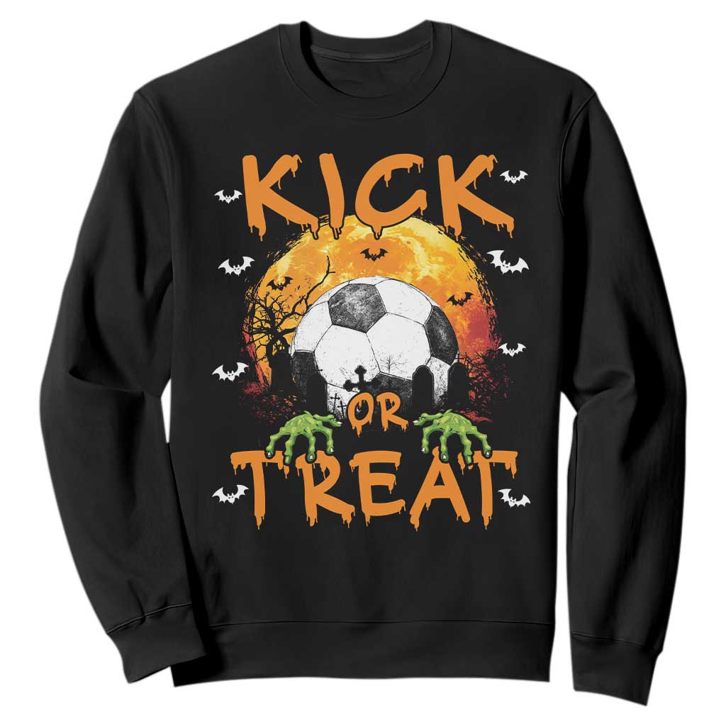 Halloween Soccer Sweatshirt Kick Or Treat Spooky Season TS09 Black Print Your Wear