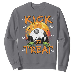 Halloween Soccer Sweatshirt Kick Or Treat Spooky Season TS09 Charcoal Print Your Wear