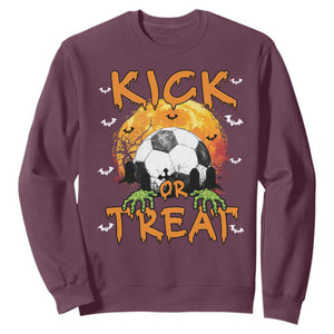 Halloween Soccer Sweatshirt Kick Or Treat Spooky Season TS09 Maroon Print Your Wear