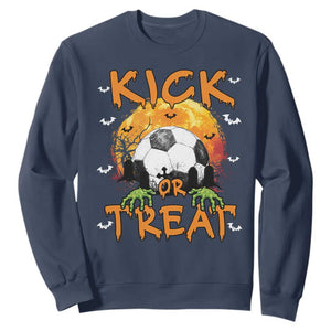 Halloween Soccer Sweatshirt Kick Or Treat Spooky Season TS09 Navy Print Your Wear