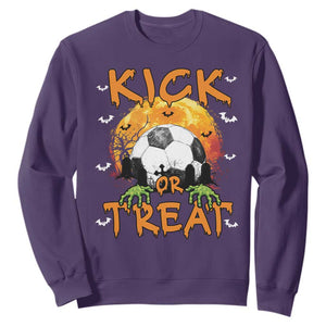 Halloween Soccer Sweatshirt Kick Or Treat Spooky Season TS09 Purple Print Your Wear