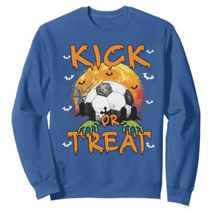 Halloween Soccer Sweatshirt Kick Or Treat Spooky Season TS09 Royal Blue Print Your Wear