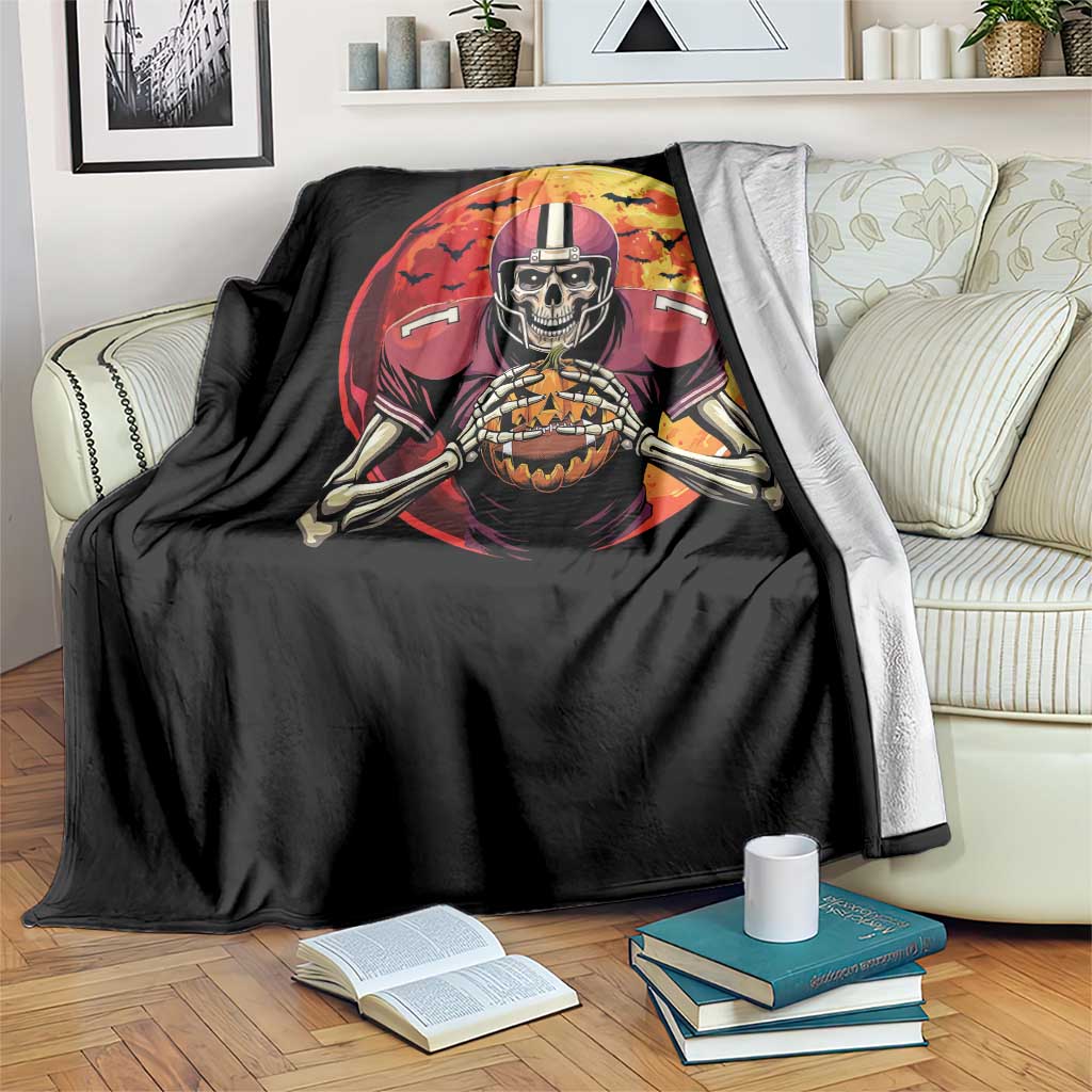Halloween Football Throw Blanket Spooky Skeleton Player TS09 Print Your Wear