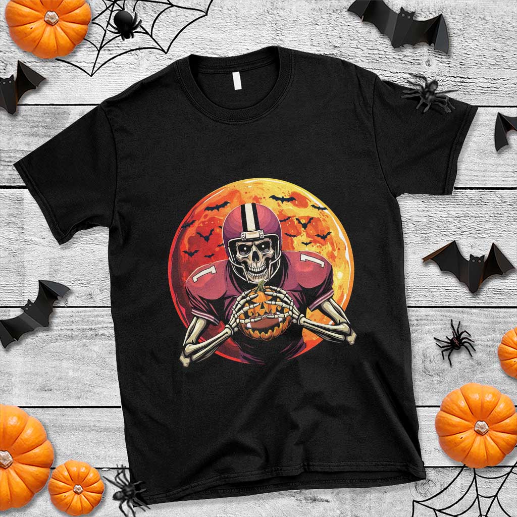 Halloween Football T Shirt Spooky Skeleton Player TS09 Black Print Your Wear