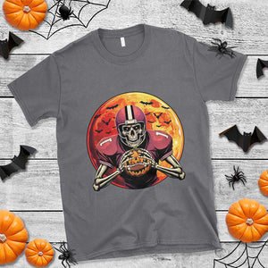 Halloween Football T Shirt Spooky Skeleton Player TS09 Charcoal Print Your Wear