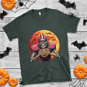 Halloween Football T Shirt Spooky Skeleton Player TS09 Dark Forest Green Print Your Wear