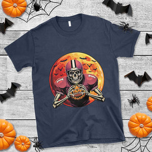 Halloween Football T Shirt Spooky Skeleton Player TS09 Navy Print Your Wear