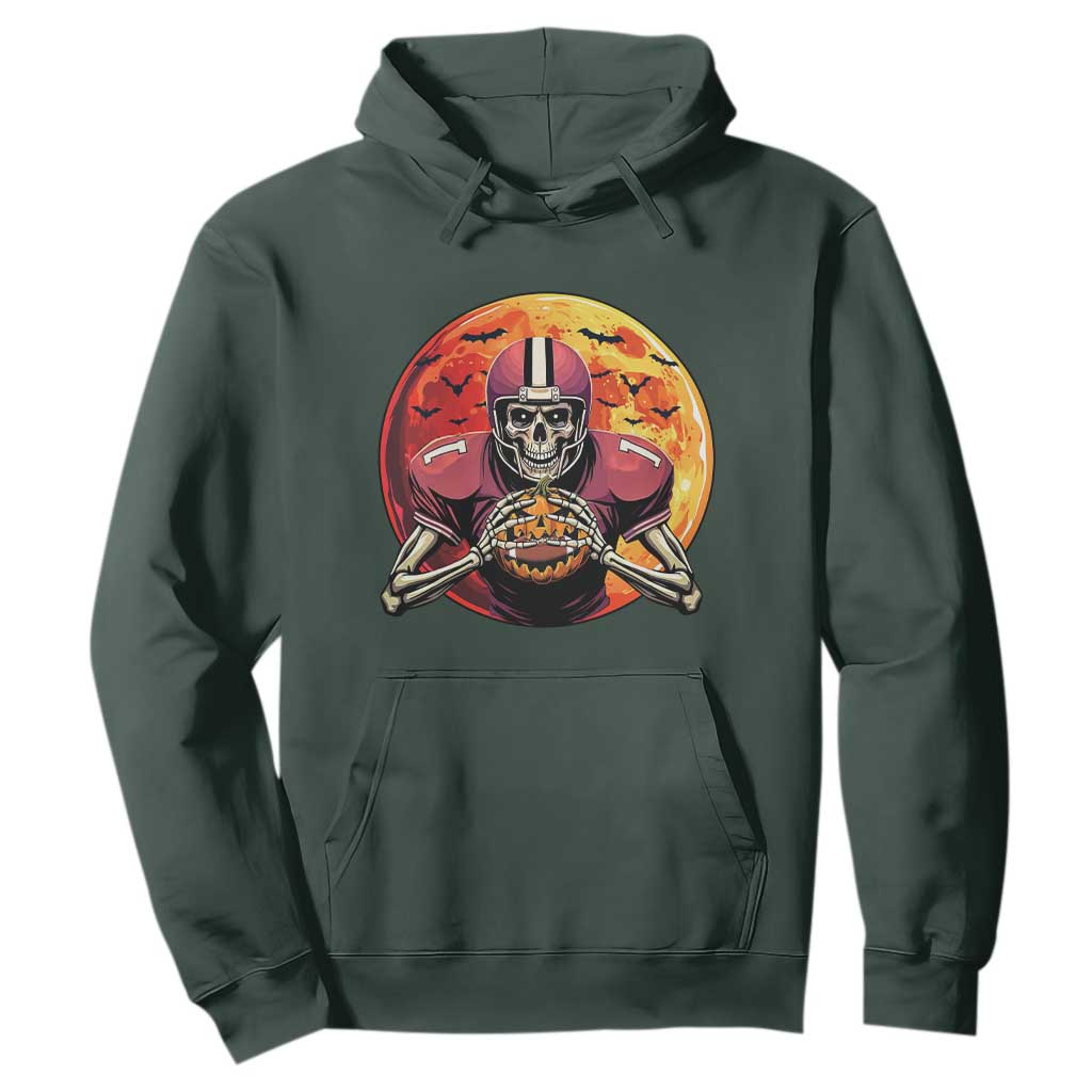 Halloween Football Hoodie Spooky Skeleton Player TS09 Dark Forest Green Print Your Wear