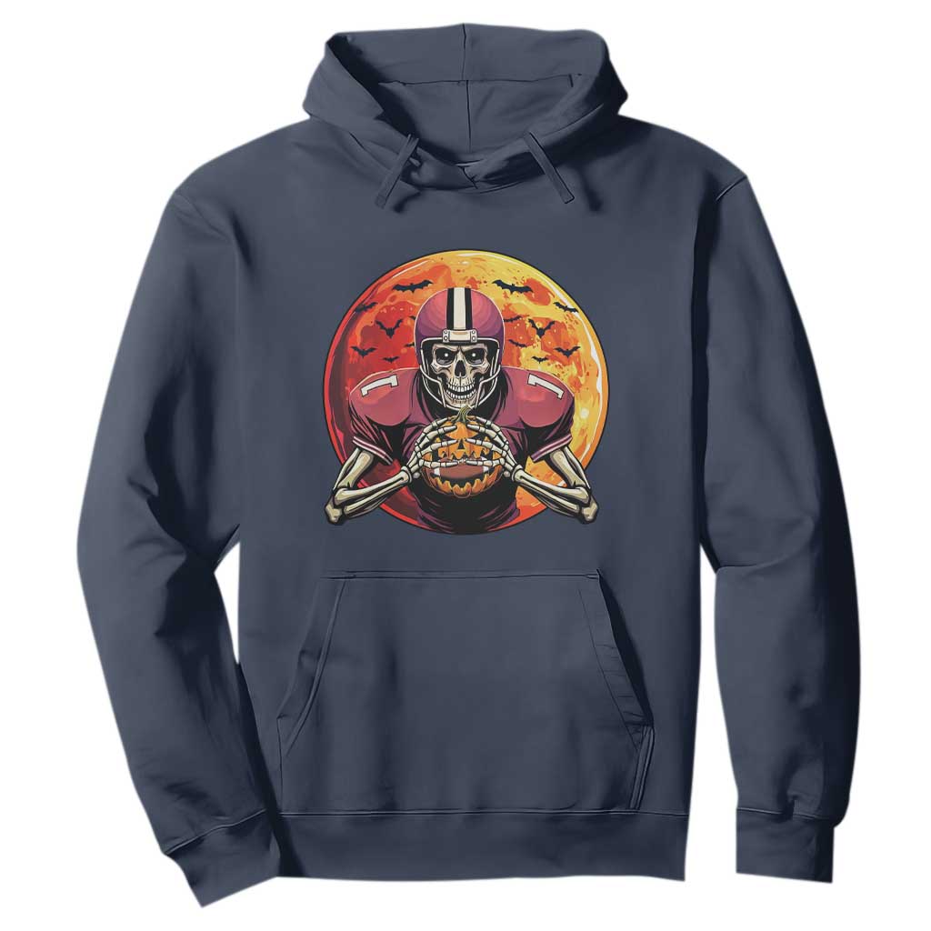 Halloween Football Hoodie Spooky Skeleton Player TS09 Navy Print Your Wear