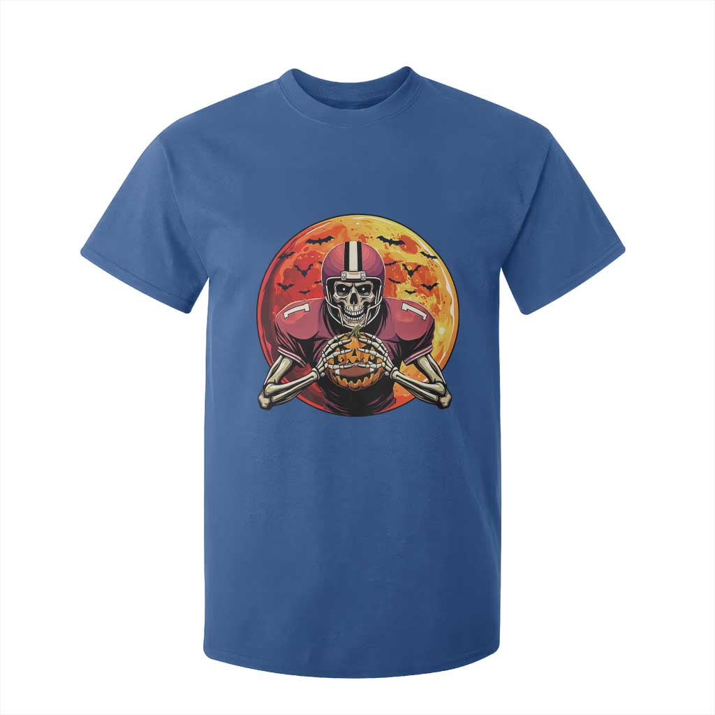 Halloween Football T Shirt For Kid Spooky Skeleton Player TS09 Royal Blue Print Your Wear