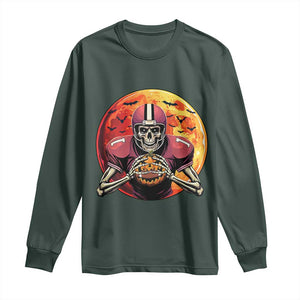 Halloween Football Long Sleeve Shirt Spooky Skeleton Player TS09 Dark Forest Green Print Your Wear