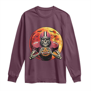 Halloween Football Long Sleeve Shirt Spooky Skeleton Player TS09 Maroon Print Your Wear