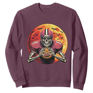 Halloween Football Sweatshirt Spooky Skeleton Player TS09 Maroon Print Your Wear