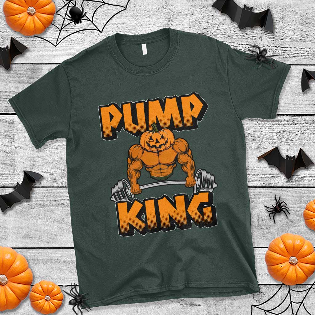 Funny Halloween Gymer T Shirt Pump King Gym Workout Pumpkin TS09 Dark Forest Green Print Your Wear