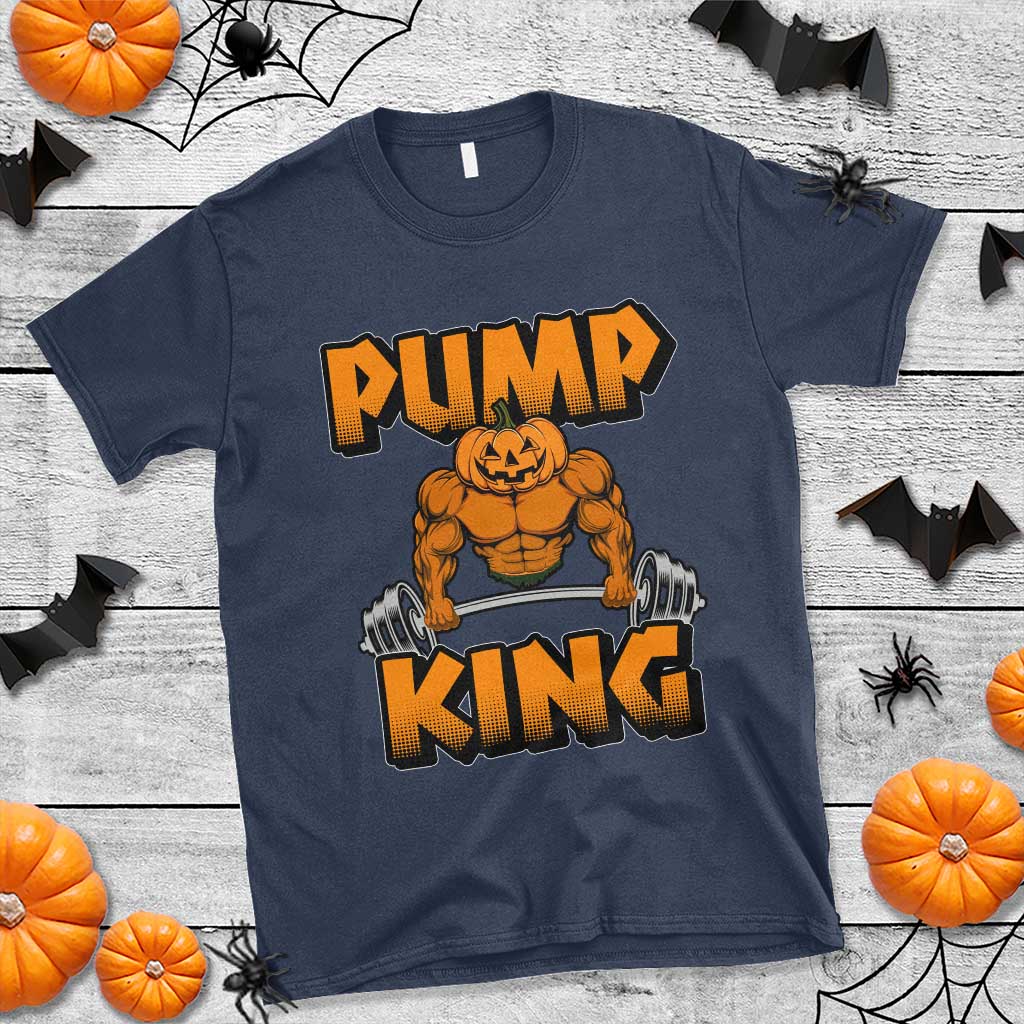 Funny Halloween Gymer T Shirt Pump King Gym Workout Pumpkin TS09 Navy Print Your Wear