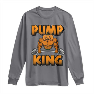 Funny Halloween Gymer Long Sleeve Shirt Pump King Gym Workout Pumpkin TS09 Charcoal Print Your Wear