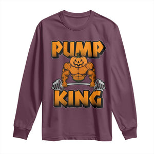 Funny Halloween Gymer Long Sleeve Shirt Pump King Gym Workout Pumpkin TS09 Maroon Print Your Wear