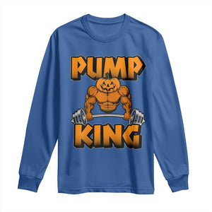 Funny Halloween Gymer Long Sleeve Shirt Pump King Gym Workout Pumpkin TS09 Royal Blue Print Your Wear