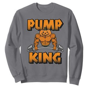 Funny Halloween Gymer Sweatshirt Pump King Gym Workout Pumpkin TS09 Charcoal Print Your Wear