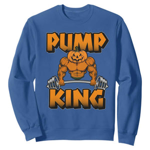 Funny Halloween Gymer Sweatshirt Pump King Gym Workout Pumpkin TS09 Royal Blue Print Your Wear