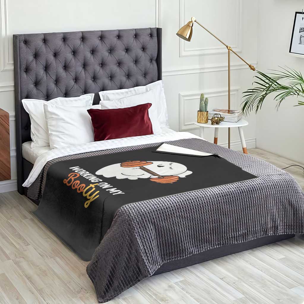Halloween Gymer Throw Blanket Working On My Booty Funny Ghost TS09 Print Your Wear