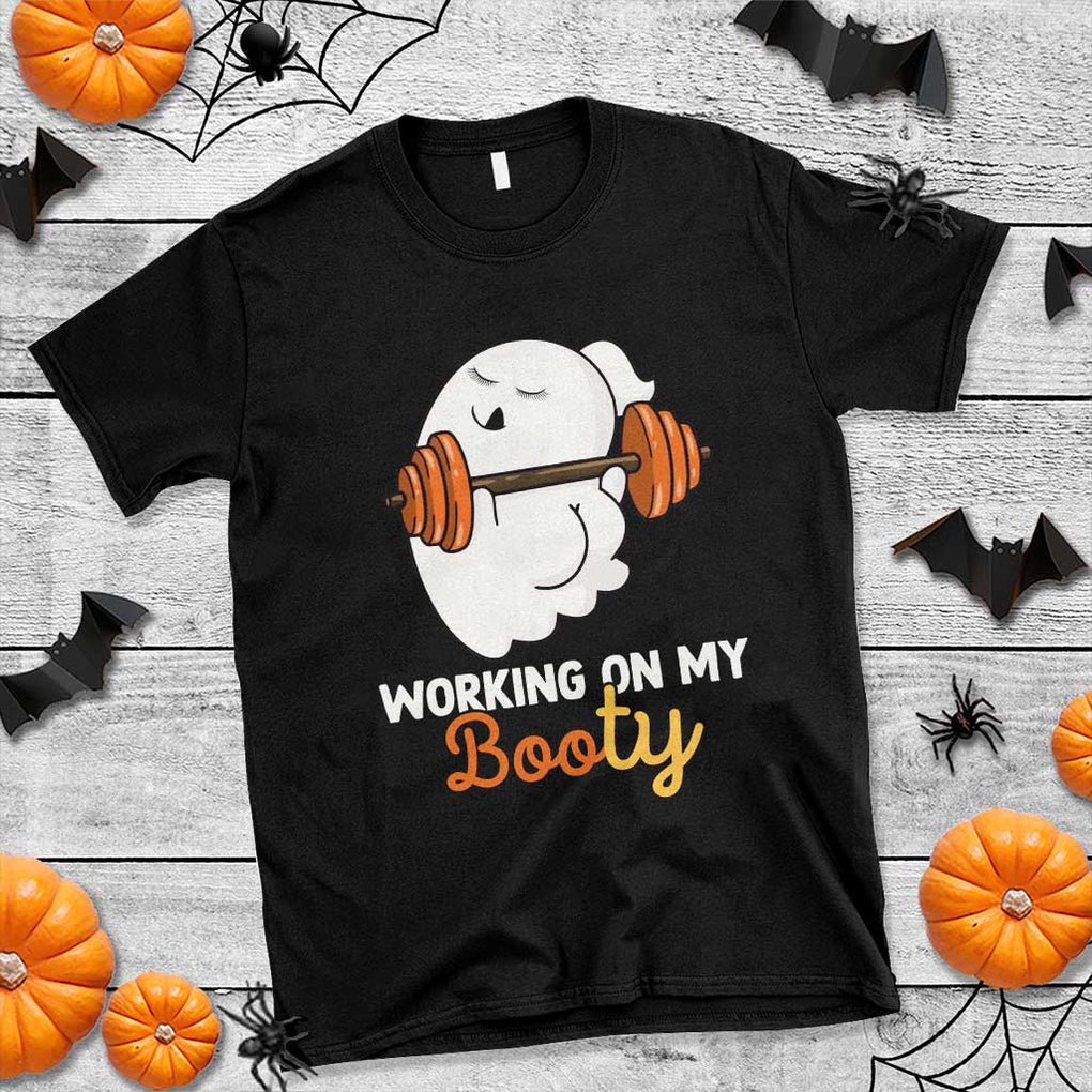 Halloween Gymer T Shirt Working On My Booty Funny Ghost TS09 Black Print Your Wear