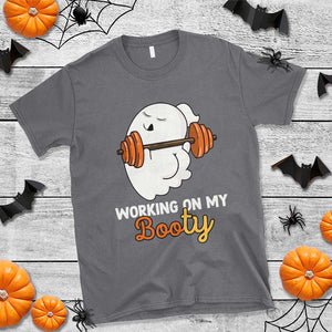 Halloween Gymer T Shirt Working On My Booty Funny Ghost TS09 Charcoal Print Your Wear