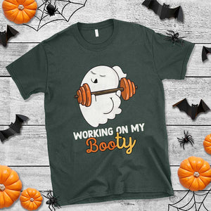 Halloween Gymer T Shirt Working On My Booty Funny Ghost TS09 Dark Forest Green Print Your Wear