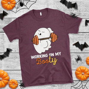 Halloween Gymer T Shirt Working On My Booty Funny Ghost TS09 Maroon Print Your Wear