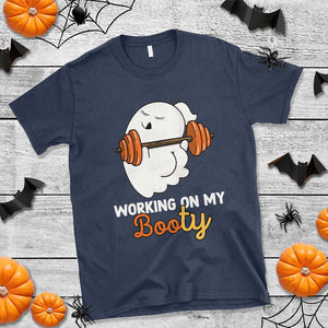 Halloween Gymer T Shirt Working On My Booty Funny Ghost TS09 Navy Print Your Wear