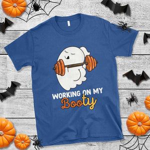 Halloween Gymer T Shirt Working On My Booty Funny Ghost TS09 Royal Blue Print Your Wear