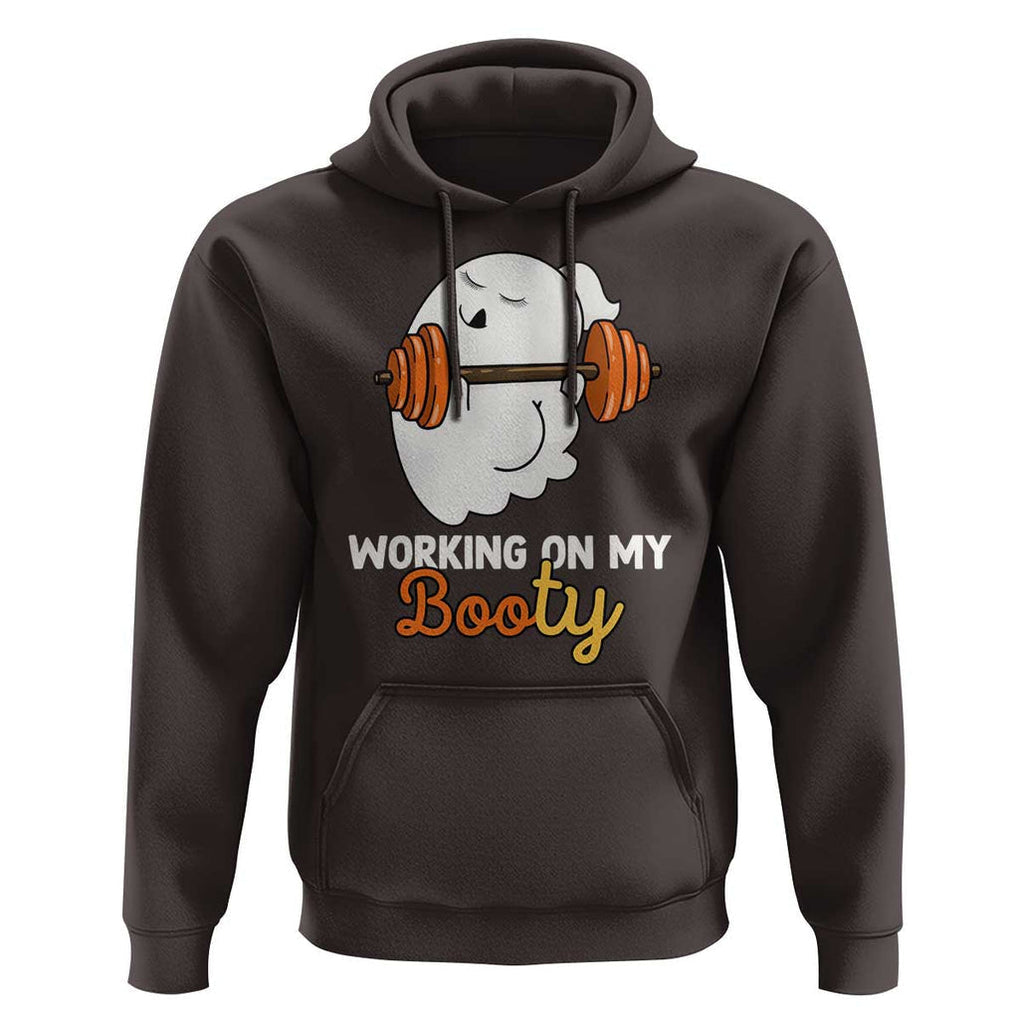 Halloween Gymer Hoodie Working On My Booty Funny Ghost TS09 Dark Chocolate Print Your Wear