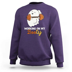 Halloween Gymer Sweatshirt Working On My Booty Funny Ghost TS09 Purple Print Your Wear