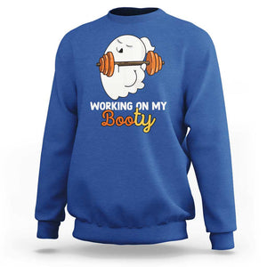 Halloween Gymer Sweatshirt Working On My Booty Funny Ghost TS09 Royal Blue Print Your Wear